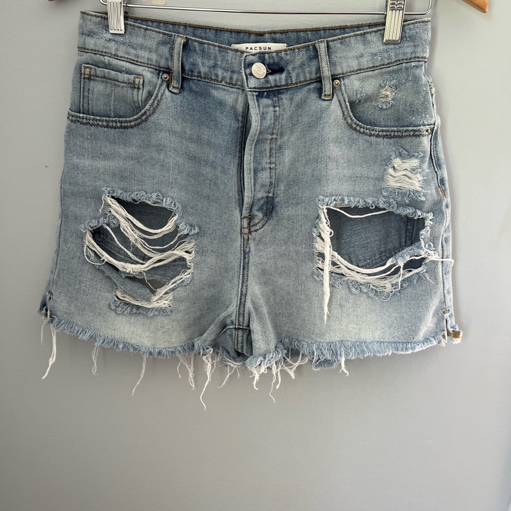 PacSun Blue Jean Shorts with‎ Distressed Raw Hem